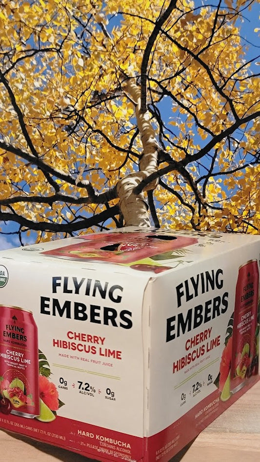 Flying embers kombucha cherry hibiscus lime